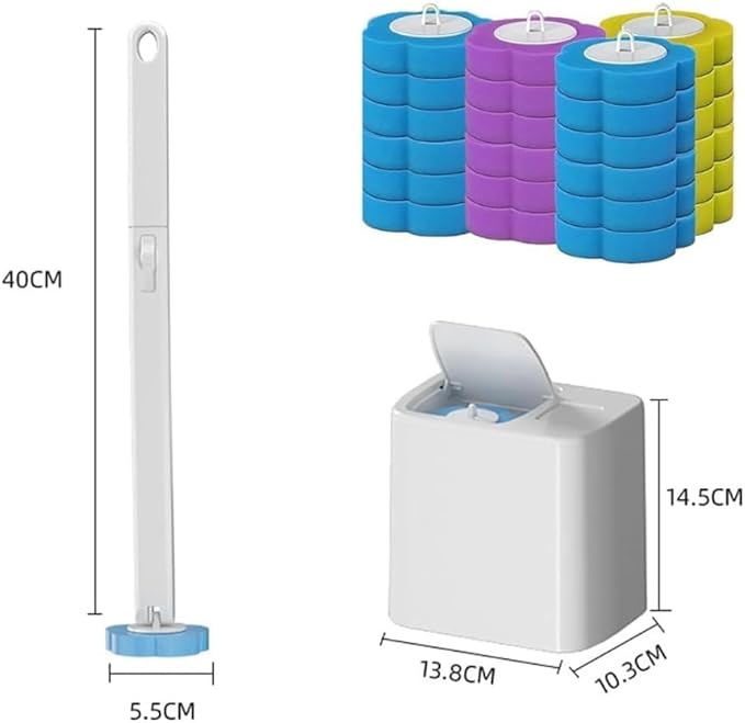 Disposable Toilet Brush,Toilet Bowl Cleaning System with Disposable Wand, Brush Holder and Refills,Storage Caddy and 18disinfecting Refill Heads (Gray)