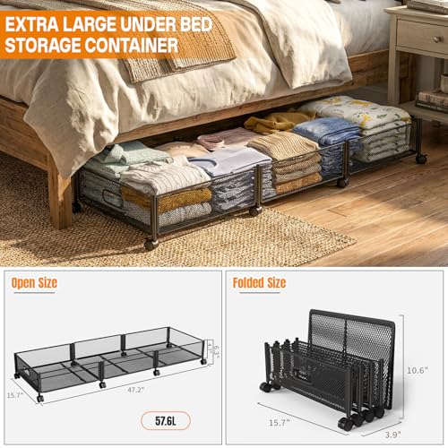 Under Bed Storage With Wheels, 47.2''/90lbs/57.6L - Image 7