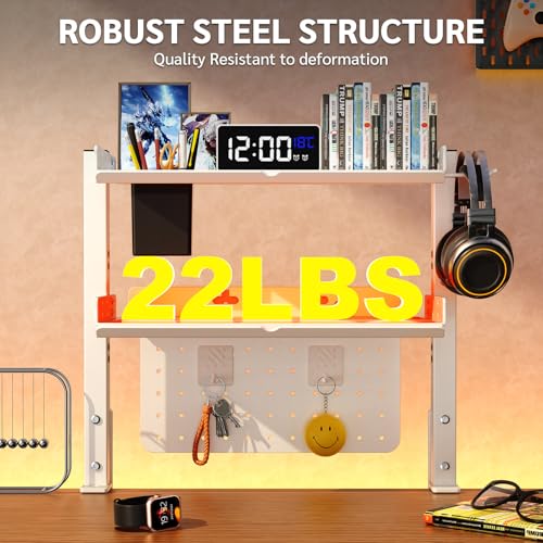 Metal Clamp On Desk Shelf,Storage Shelves with Pegboard - Image 4