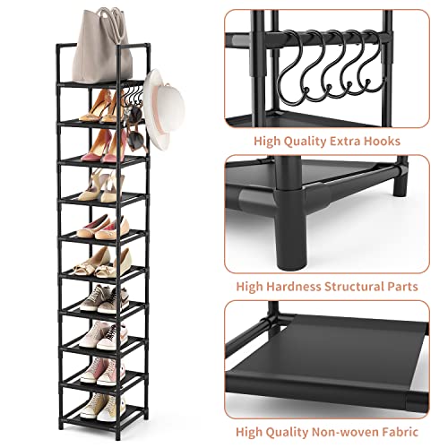 LANTEFUL Tall Narrow Shoe Rack for Entryway, 10-Tier Sturdy Metal - Image 5
