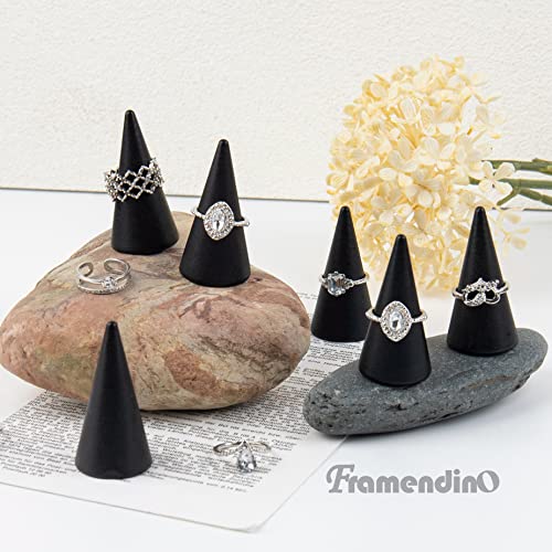 Framendino, 30 Pack Black Wood Cone Ring Holder Single Jewelry - Image 4