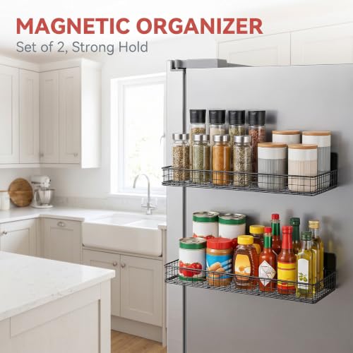 2-Pack Magnetic Shelves for Fridge, Magnetic Spice Rack - Image 5