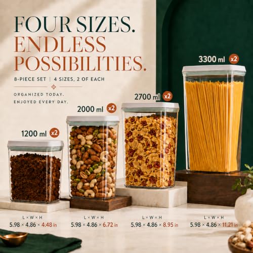 8-Piece Airtight Food Storage Containers, Pasta Pantry - Image 6