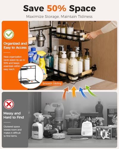 Sevenblue 2-Pack 2-Tier Height Adjustable Under Sink Organizer & - Image 3