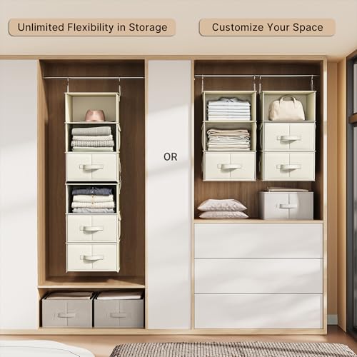 6-Shelf Hanging Closet Organizer with 3 Drawers, 2-i | Home Organizati - Image 6