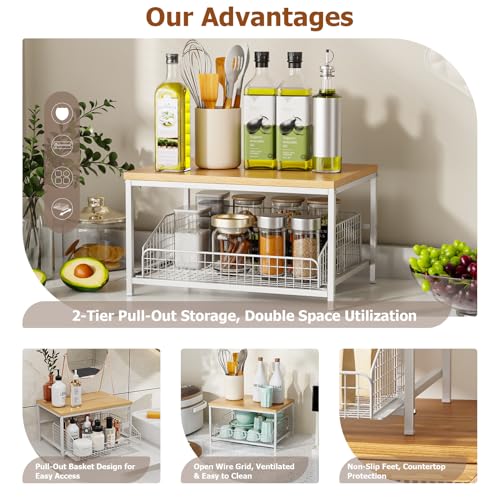 KLM Pull Out Spice Rack Organizer for Cabinet,Rustic Wood - Image 7
