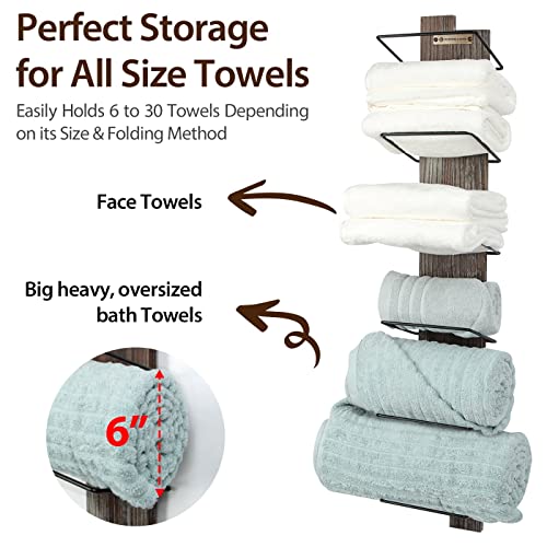 J JACKCUBE DESIGN Wall Mount Rustic Wood and Metal Towel Rack 6 - Image 3