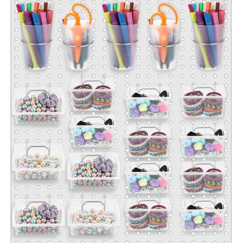 20 Pcs Pegboard Organizer Accessories Clear Peg Board Bins - Image 2
