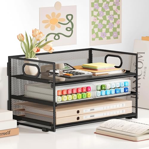 Subekyu 3 Tier Paper Letter Tray Organizer for Desk, Black Metal - Image 6