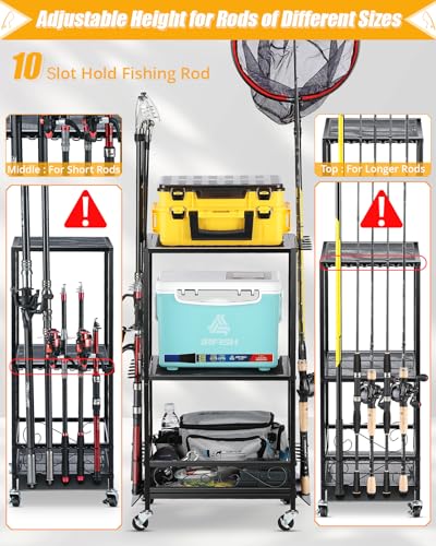 Fishing Rod Holder - Fishing Pole Rack for 10 Rods | Home Organization - Image 4