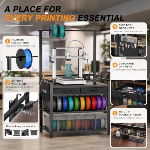3D Printer Stand, 3D Printer Table with Filament Storage - Image 3