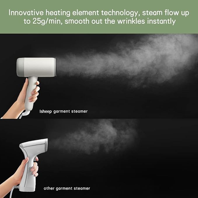 ISHEEP Mini Portable handheld clothes steamers Travel size small dry and wet clothes Steam Iron Foldable,40-Second Fast Heat-up,1200W,12Mins Auto-Off Portable Iron Steamer with 140ml Water Tank,H2