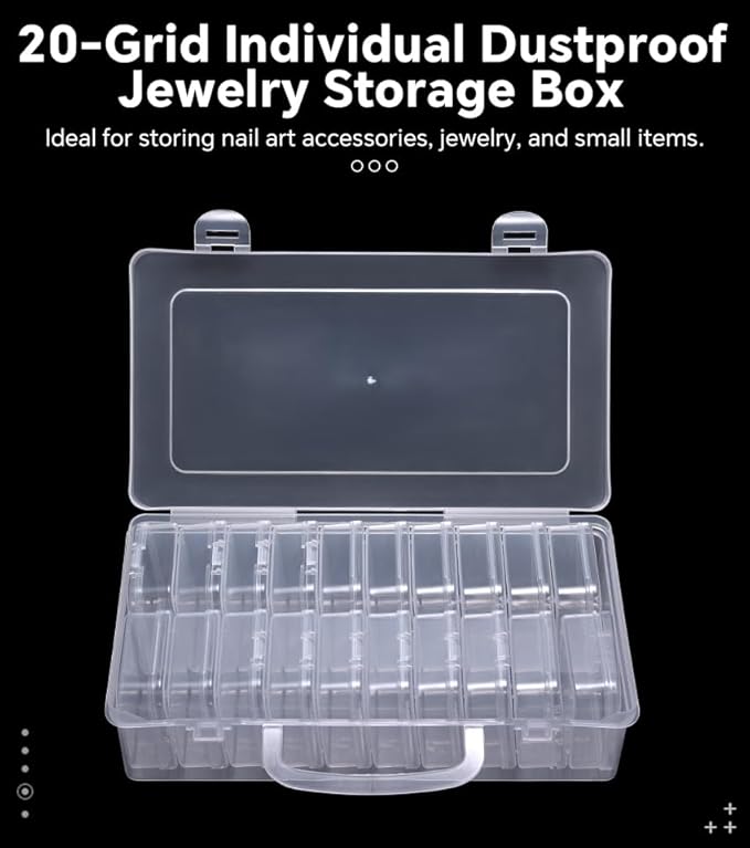 Bead Storage Box Clear Plastic Organizer Containers with Hinged Lids for Bracelet Making Nail Art Seed Beads Stack Craft Case Travel-Friendly Design (20pcs)