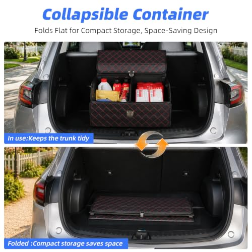 Car Trunk Organizer with Sturdy Faux Leather Lid - 20.9 inch 48L - Image 5