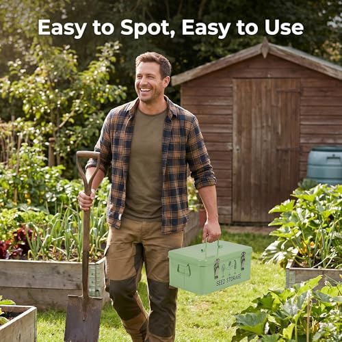 Large Metal Seed Storage Organizer Box with Lid | Home Organization - Image 6
