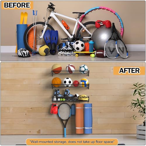 Ball Metal Holder Wall Mount Sports Organizer with 3Tier - Image 6