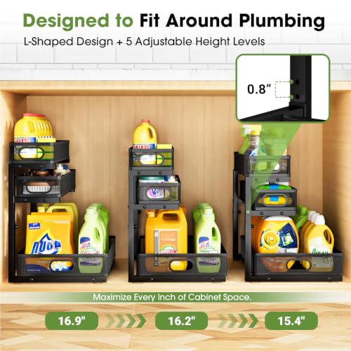Under Sink Organizer 3 Tier, 2 Pack L-Shaped Pull-Ou | All Products - Image 4