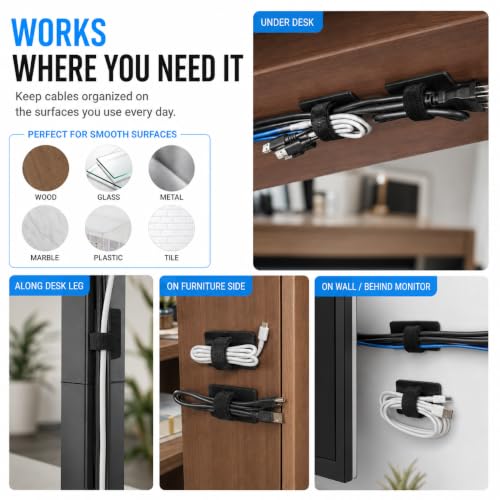 Under Desk Cable Management Ties, 20 Pack - Image 6