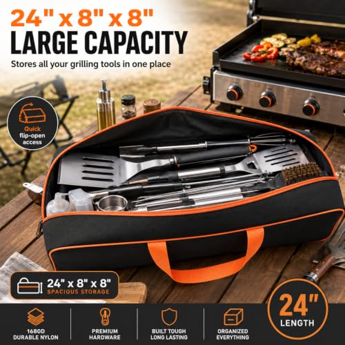 Grill Utensil Storage Bag, 24"" x 8"" x 8" Spacious Handy - Image 3