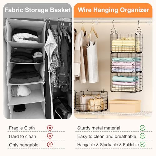 Sonyabecca 5-Tier Hanging Closet Organizer – Black Closet Storage - Image 8