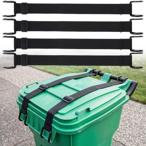 4 Pack Trash Can Lid Lock Outdoor Garbage Strap for Raccoon - Image 2
