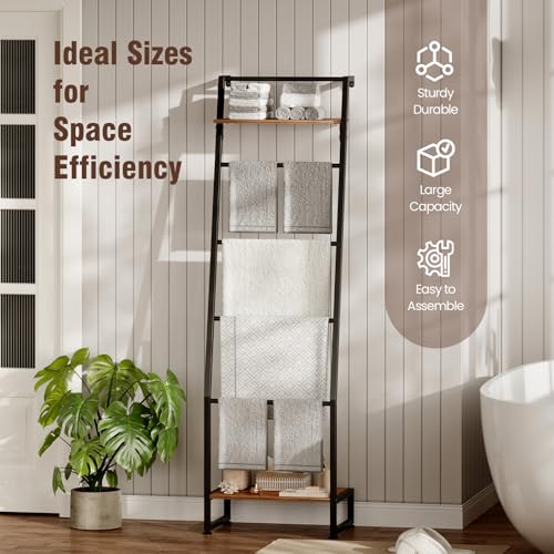 Blanket Ladder with Shelf, 6 Layer Wall-Leaning Blanket Rack - Image 6