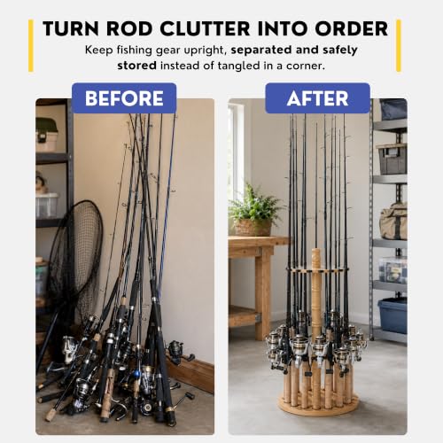 Rush Creek Creations 16-Rod Round Fishing Rod Holder for Garage - Image 5