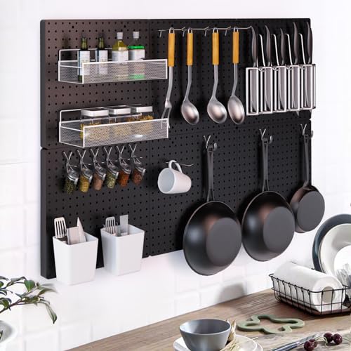 FZK Modular Plastic Peg Board Wall Organizer Kit, 16x16, Black - Image 8