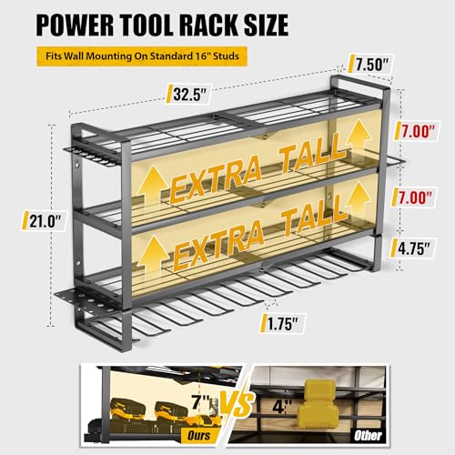 Large Power Tool Organizer Wall Mount for Garage, 4-Tier - Image 4