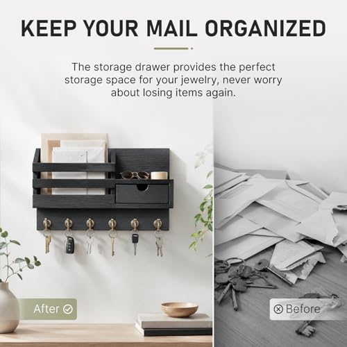 FifthQuarter Key Holder Wall Mount with Drawer and 6 - Image 4