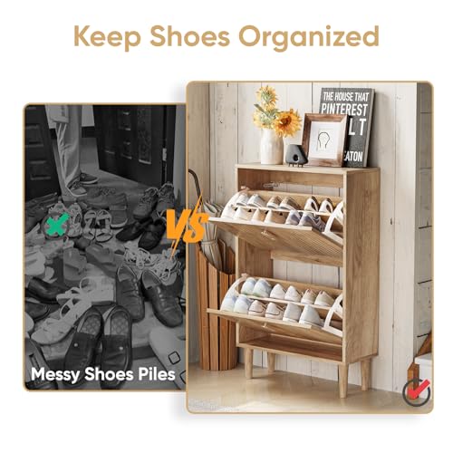 Shoe Cabinet Storage for Entryway with 2 Flip Drawers - Image 5