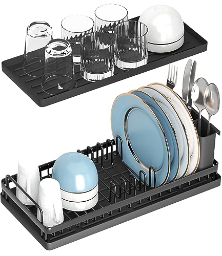 CHLORYARD Small Dish Drying Rack, Compact Sink Dish Drainer Plate - Image 2