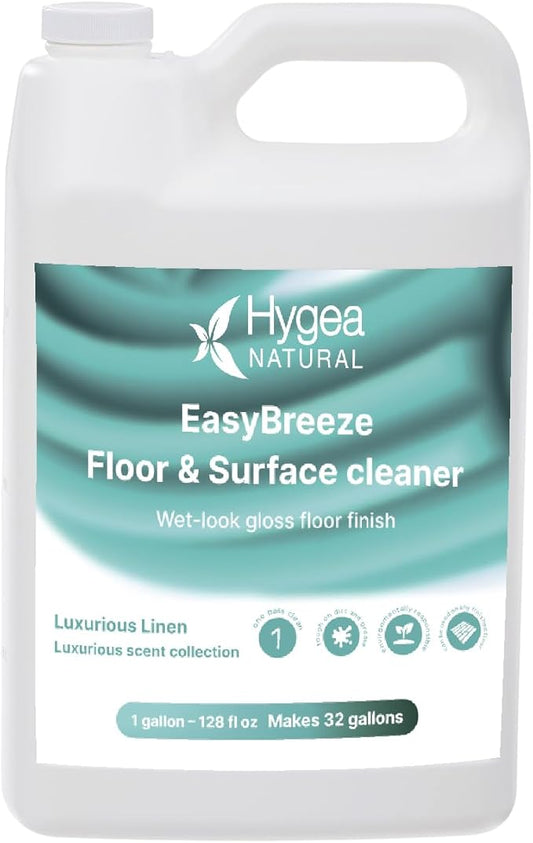 Hygea Natural EasyBreeze pH Neutral All-Purpose Surface Cleaner - Freshly Scented Floor Cleaner with Wet-Look Gloss Finish - Tough on Dirt & Grease - Safe for Kids & Pets (Luxurious Linen, One Gallon)
