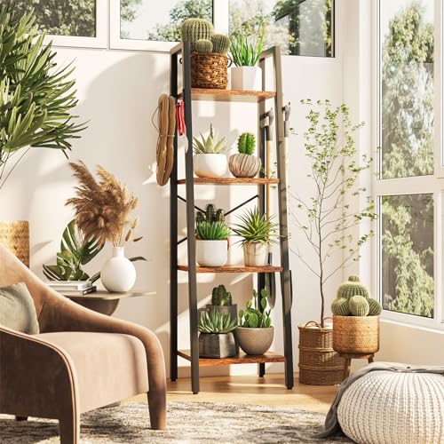 YMYNY 4 Tiers Ladder Bookcase, Industrial Narrow Bookshelf - Image 7