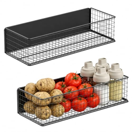 Magnetic Baskets Fridge Organizers, Large Capacity Metal - Image 2