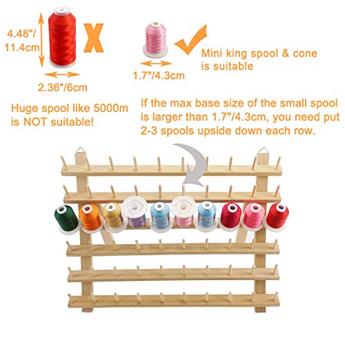 New brothread 60 Spools + 12 Spools Wooden Thread Rack - Image 7