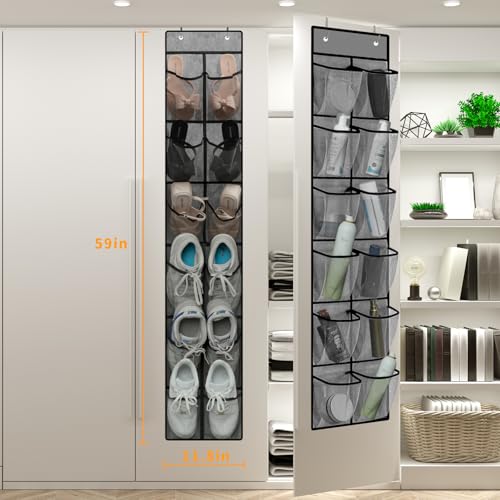 MSLOVE Narrow Over The Door Shoe Organizer, 12 Large Mesh Pockets - Image 3