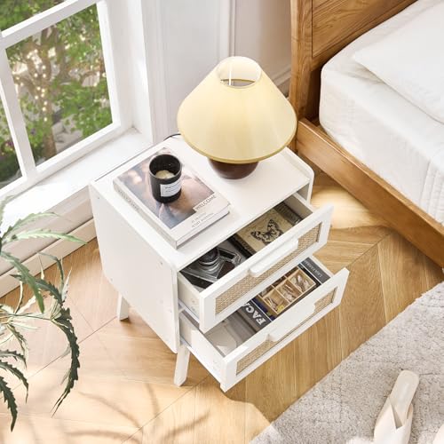 Lerliuo Rattan Night Stand for Bedroom, 2 Drawers - Image 6