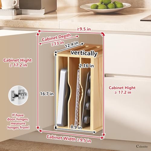 Celestite Wooden Baking Sheet Organizer for Cabinet, Baking Tray - Image 3