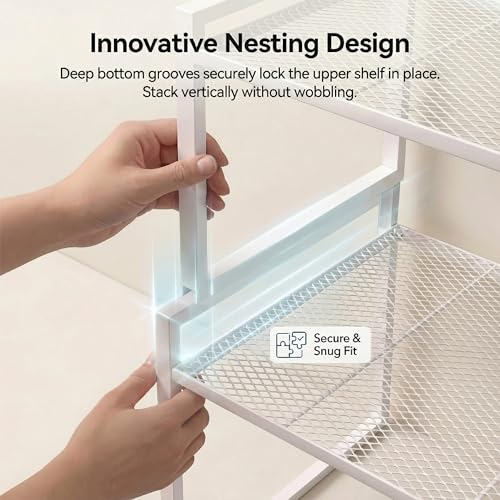 Stackable Kitchen Cabinet Organizer Shelves Pantry Rack Set of 2 - Image 4