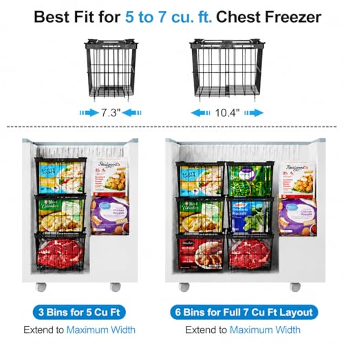 Freezer Organizer Bins - Adjustable Width & Extra Depth, 3 Pack - Image 4