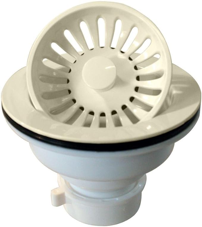 Westbrass D2143P-65 4-3/8" Push-Pull Style Large Kitchen Sink Basket Strainer, Powder Coat Biscuit