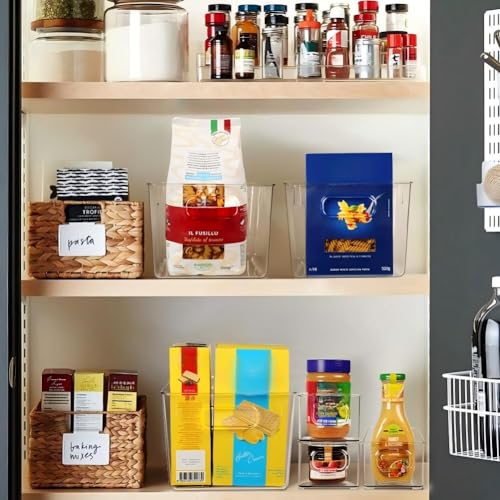 SKTEET Set of 8 Clear Plastic Storage Bins, 4 Large and 4 - Image 6