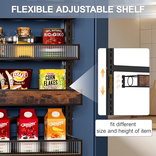 8 Tier Pantry Door Organizer Spice Rack, 2-IN-1 Wall Mount - Image 4