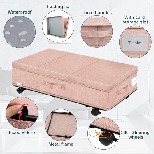 Under Bed Storage with Wheels, 2Pack Rolling Underbed Storage - Image 4