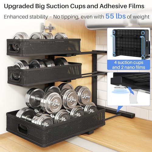 Under Sink Organizer, 3-Tier Thickened Metal Pull out Cabinet - Image 7