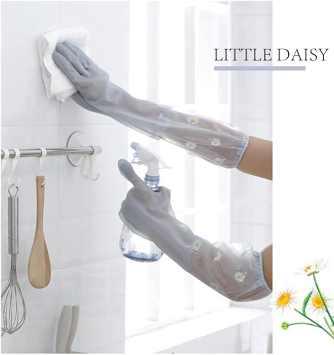 Reusable Heavy Duty Hand Gloves for Dishwashing, Gardening, Kitchen Cleaning | Non-Slippery, Durable Long Elbow Length Gloves | 1 Pair Blue, Pack of 2