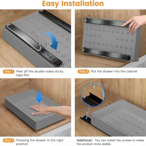 15.75'' D Adhesive Pull Out Drawers for Cabinets,No Drill - Image 4