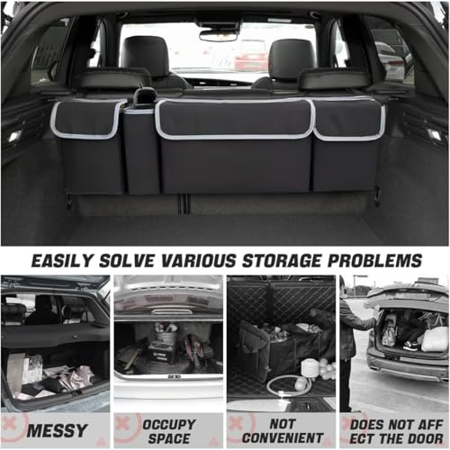 AUCELI Car Trunk Organizer, Hanging Backseat Storage Bag, Black - Image 4