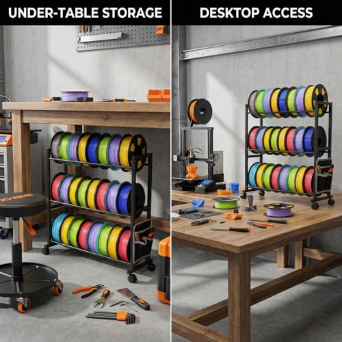 3D Printer Filament Storage Rack with Wheels,3 Tier Spool Holder - Image 7
